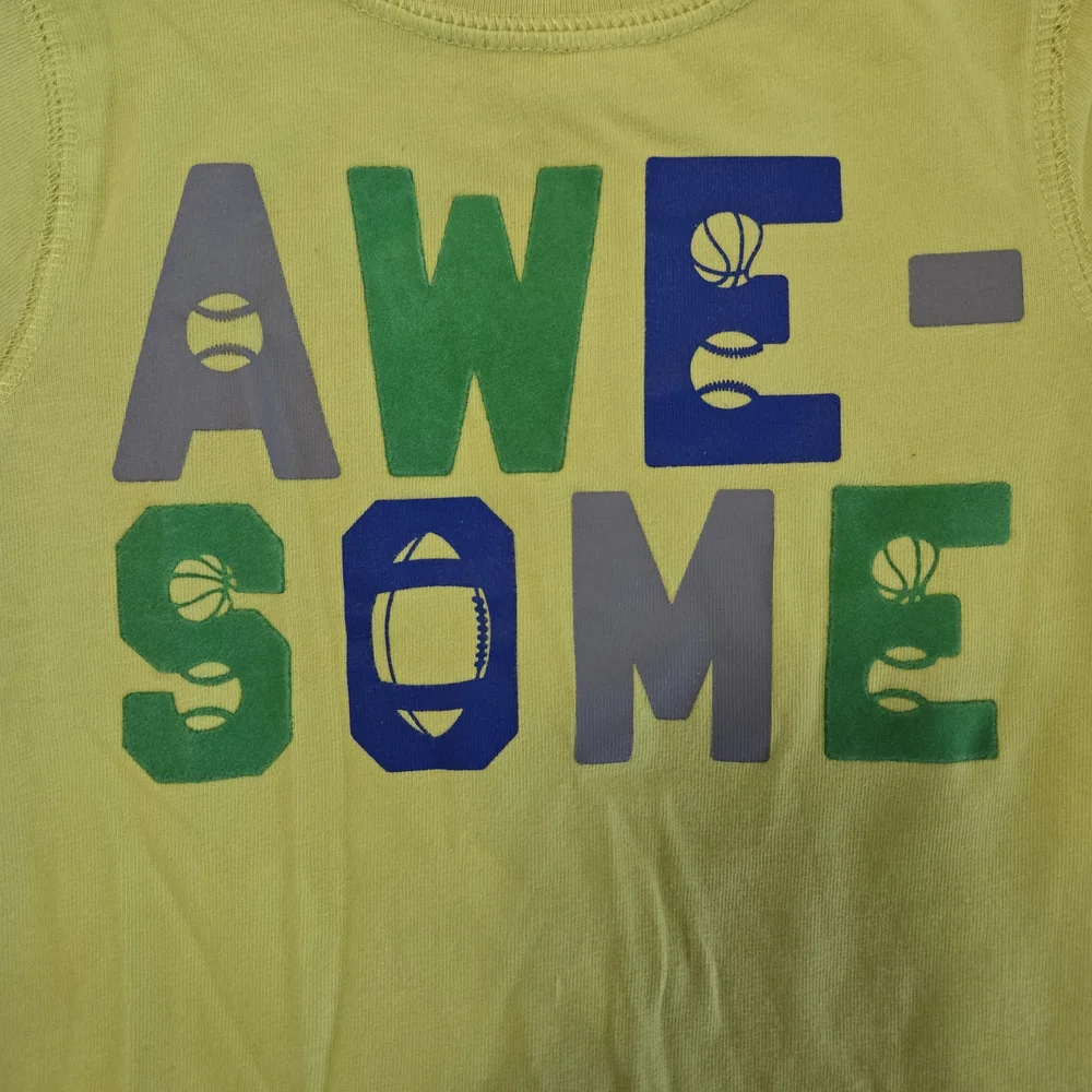 Old Navy 12/18 Month Neon Yellow W Awsome Graphic Long Sleeve Tee